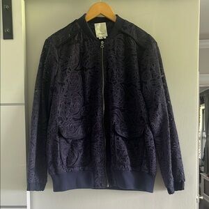 Elevenses Lace Navy Bomber Jacket